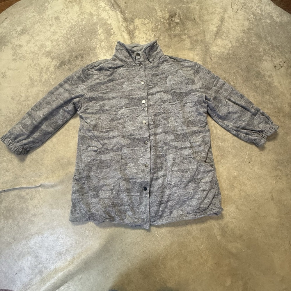 Neon Buddha‎ Camouflage Jacket Womens Size Large Gray Reversable Stretch